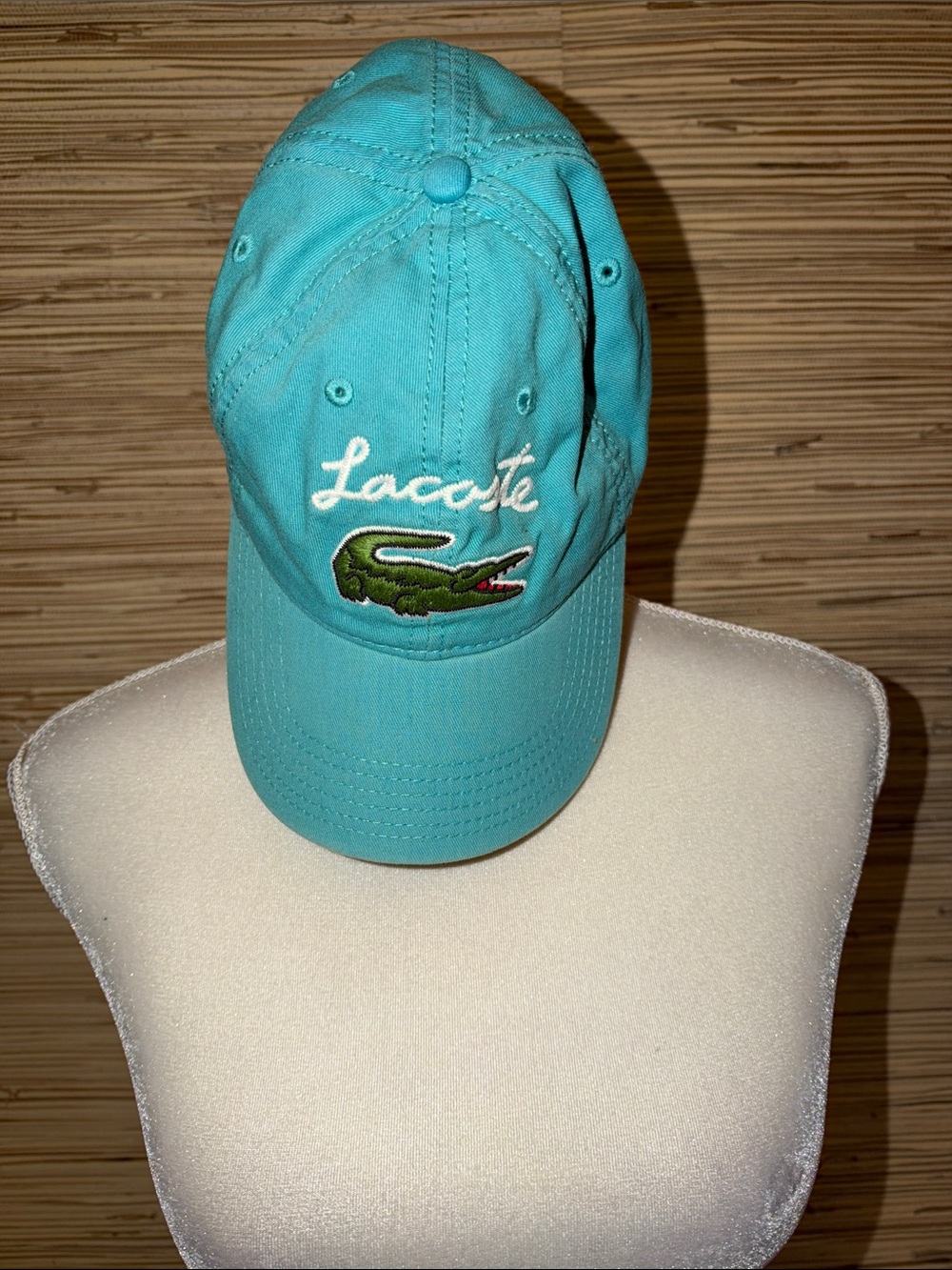 Lacoste alligator logo teak hat with leather adjustment loop 💯 % cotton like new